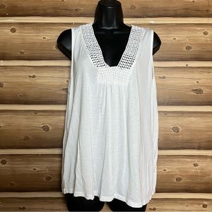 5/$20 Lascana women sleeves white blouse size 8/10 100% cotton‎